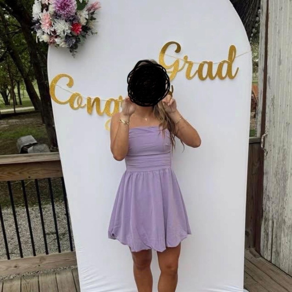 Lavender Strapless Bubble Hem Mini Dress Ruched Bodice Party Cocktail Size Small